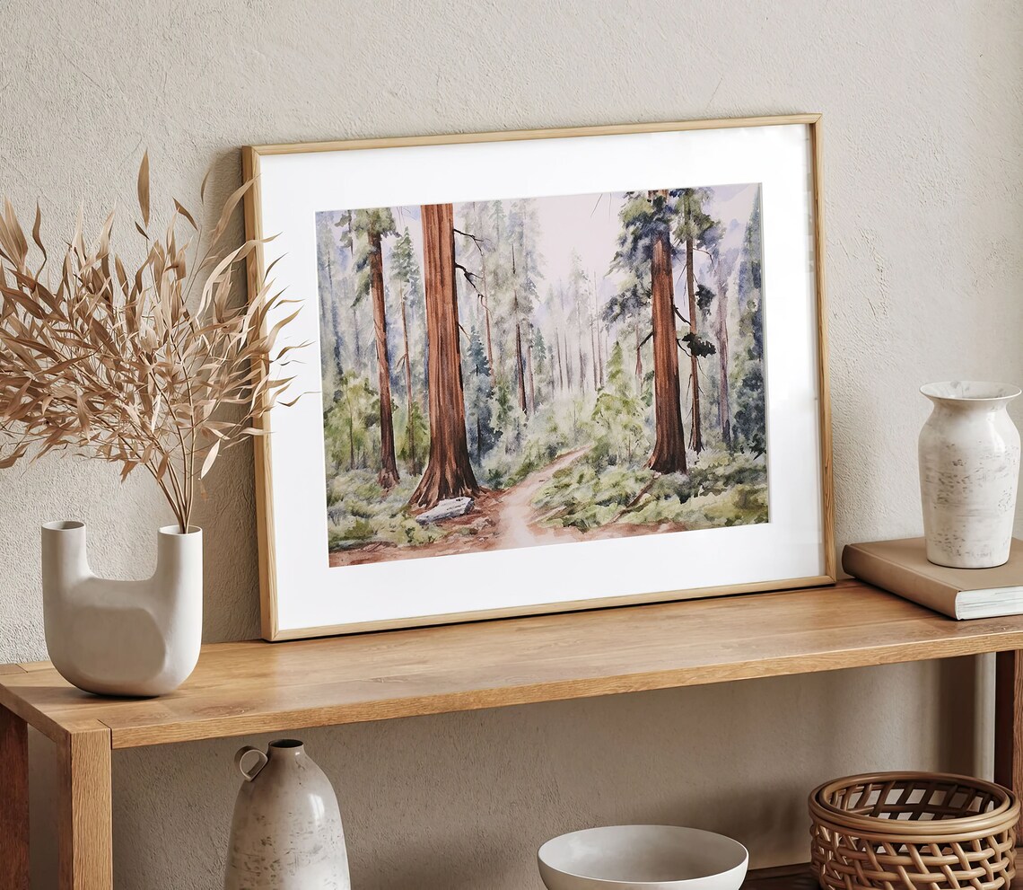 Sequoia Painting National Park Watercolor Art Print - Image 3