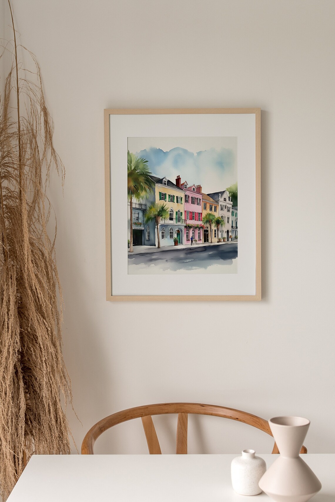 Rainbow Row Watercolor Charleston Cityscape Art Print - Image 4