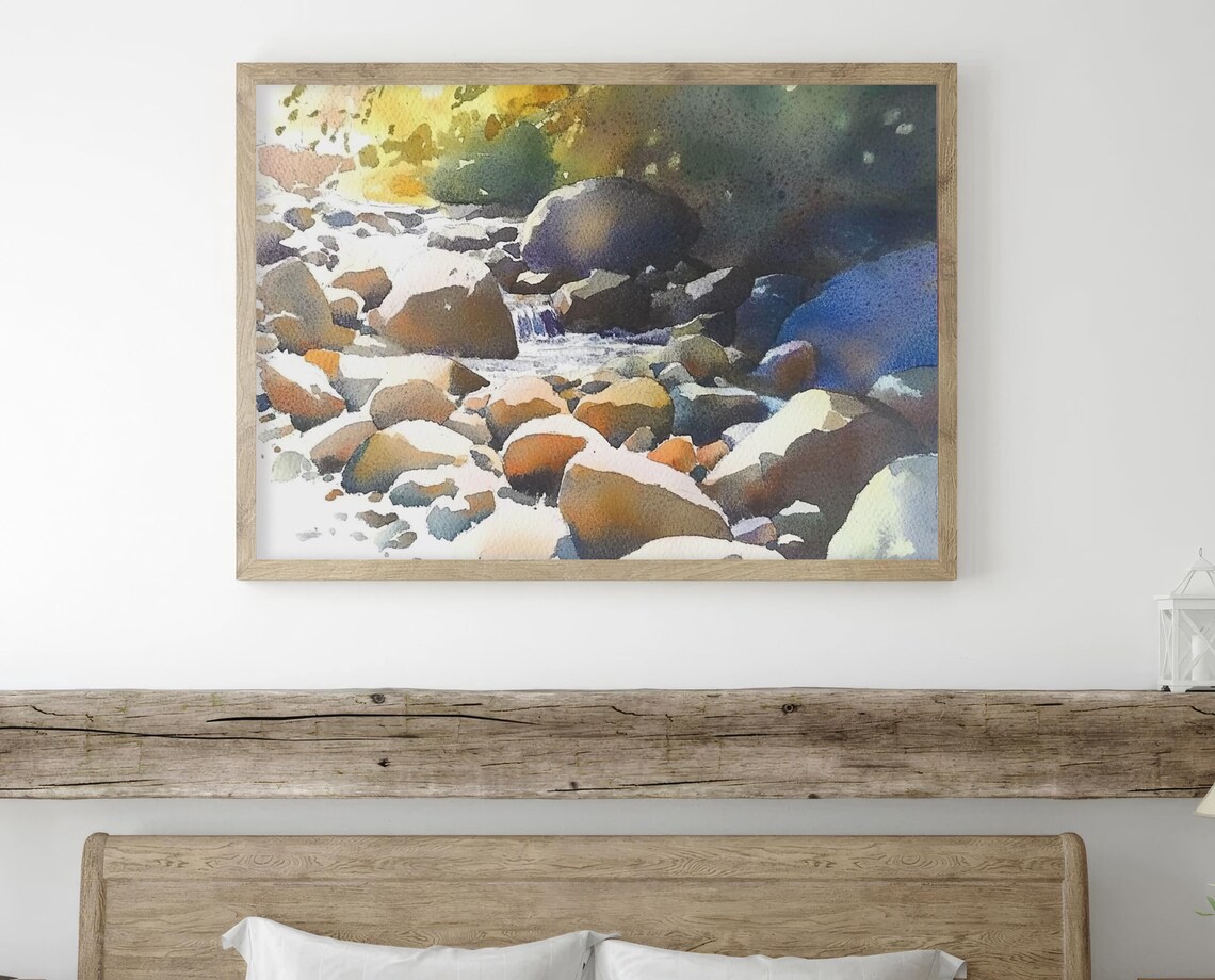 Snoqualmie River Watercolor Art Print, Mountain Landscape - Image 4
