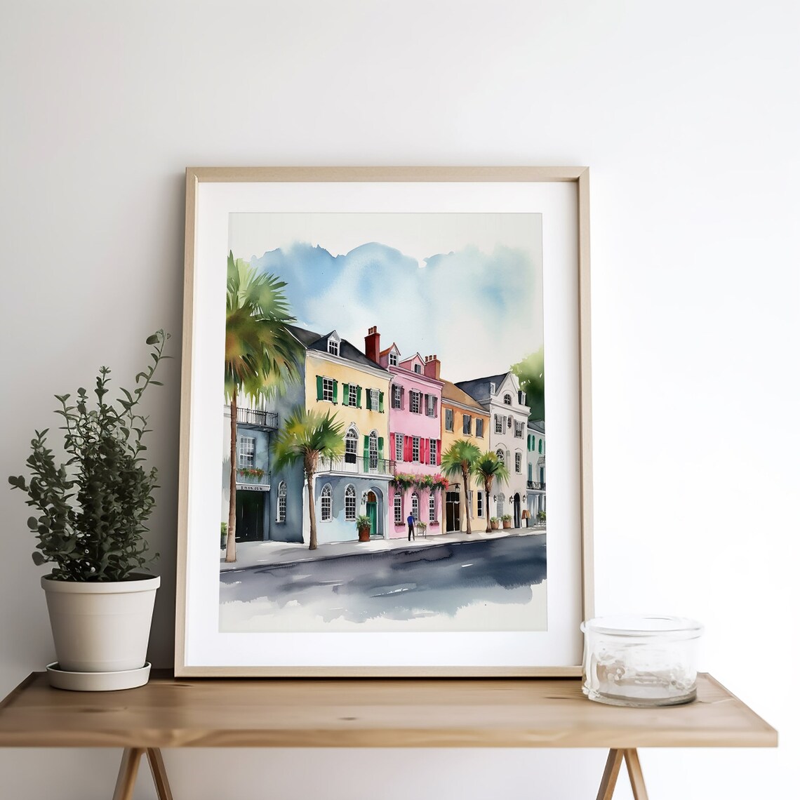 Rainbow Row Watercolor Charleston Cityscape Art Print - Image 5