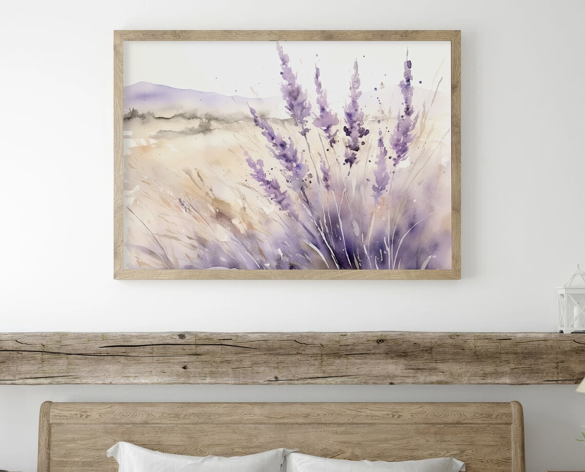 Tuscany Lavender Mountain Landscape Art Print - Image 3