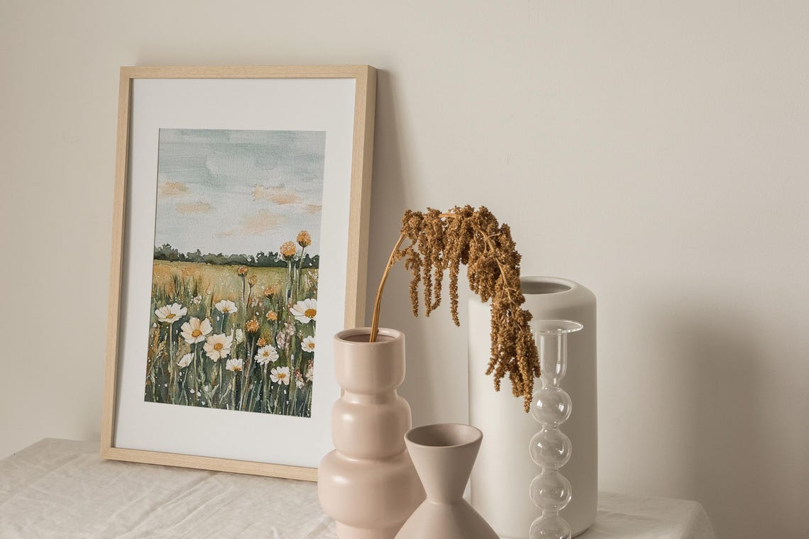 Hill Country Painting Wildflowers Wall Art Texas Flower Watercolor Art Print Landscape Art Daisy Artwork Field Of Flowers Wall Art - Image 3