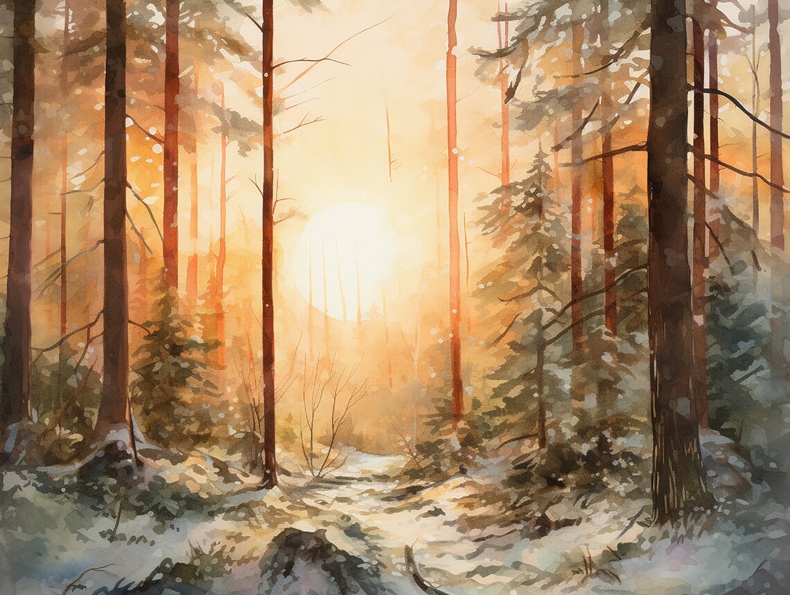 Snoqualmie Pass Watercolor Art Print, PNW Forest