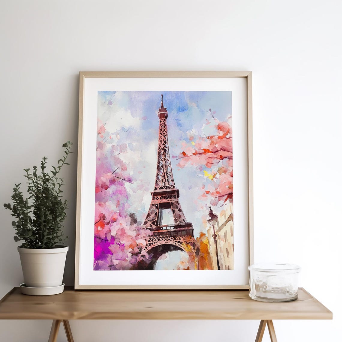Paris Eiffel Tower Spring Blossom Watercolor Landmark Poster - Image 4