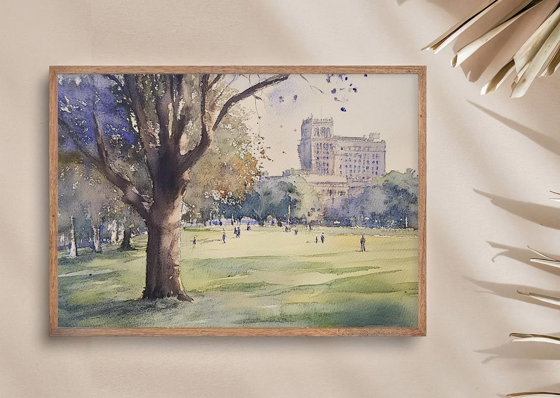 Common Park Painting Boston Watercolor Art Print Boston Skyline Print Autumn Landscape Cityscape Wall Art Travel Poster Housewarming Gifts - Image 3