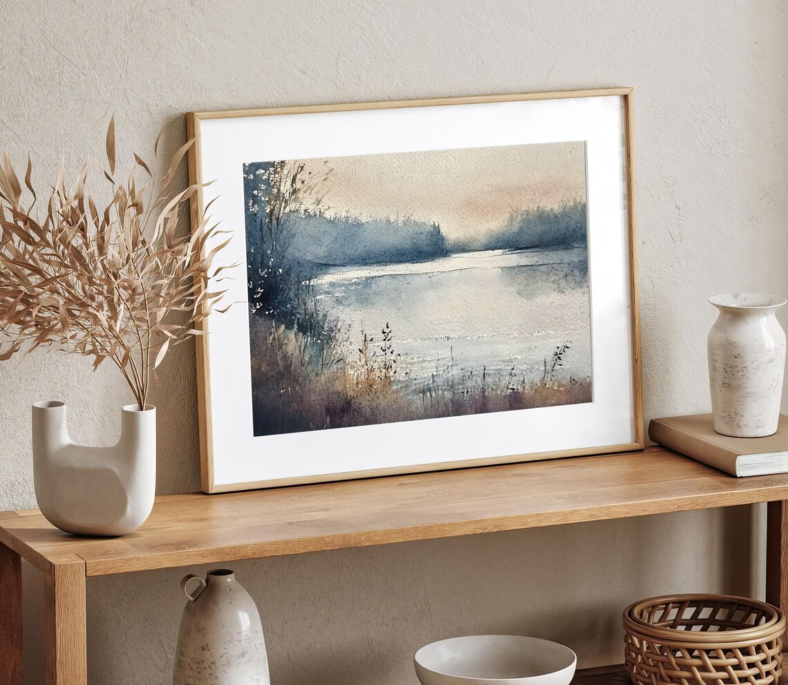 Baker River Watercolor Landscape Art Print, Washington - Image 2