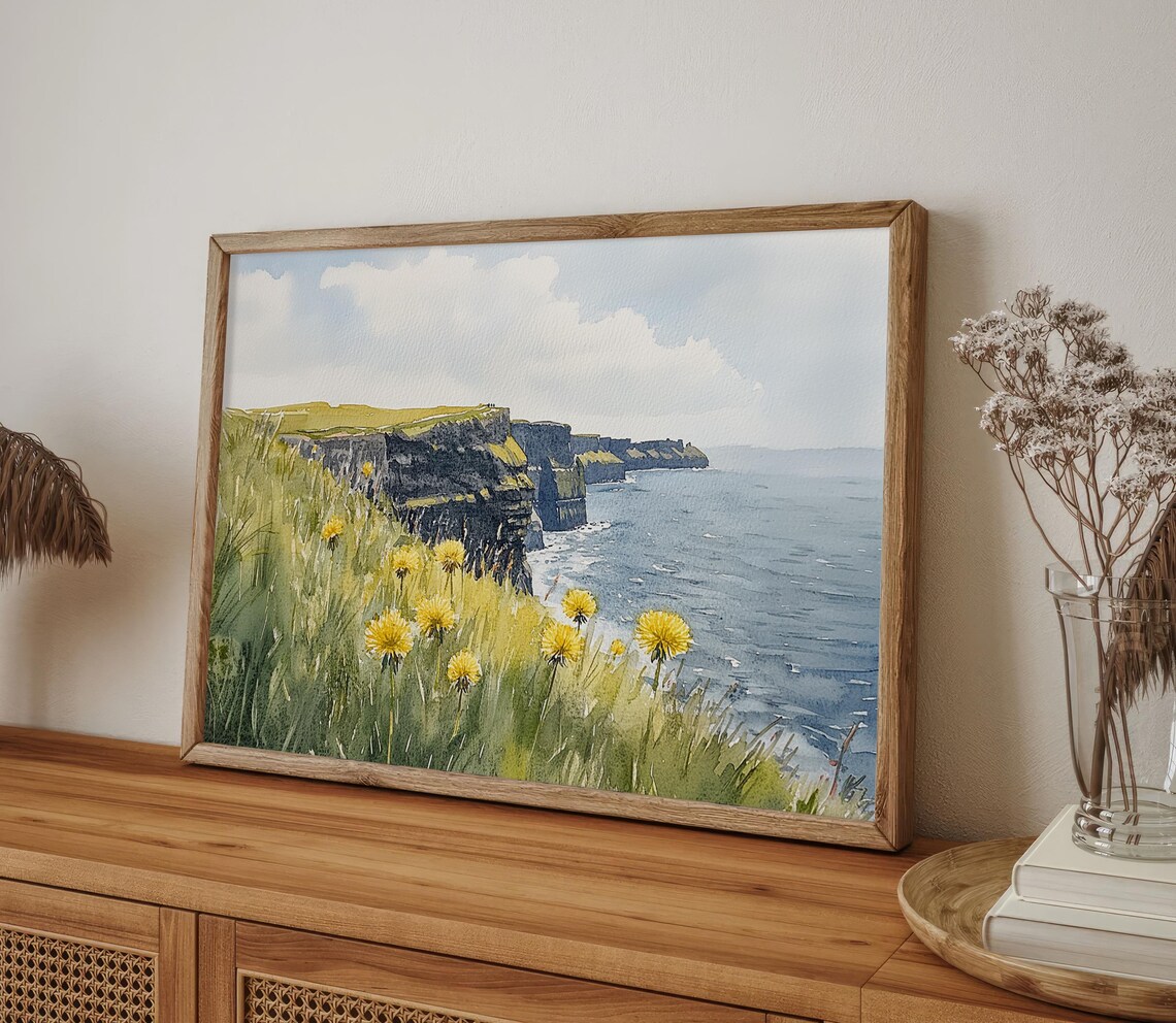 Cliffs Of Moher Watercolor Print, Irish Seascape - Image 4