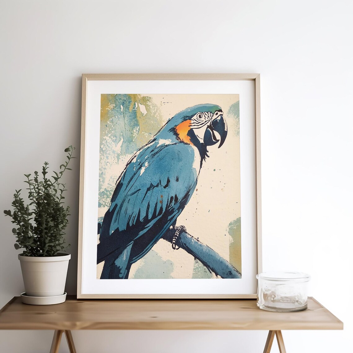 Parrot Painting Bird On Branch Watercolor Art Print - Image 4
