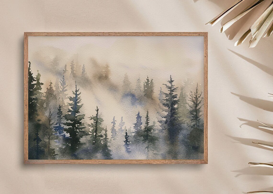 Misty Pines Watercolor Art Print, Smoky Mountains - Image 3