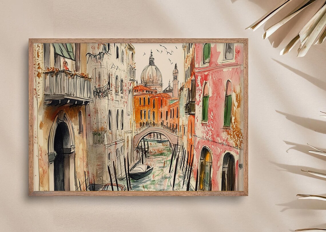 Venice Watercolor Art Print, Italian Cityscape - Image 3