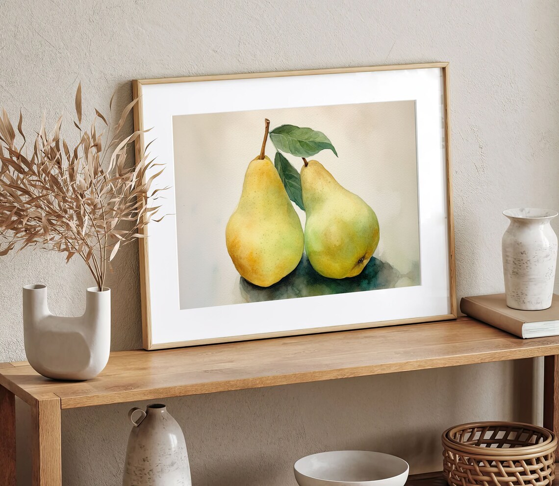 Pear Painting Watercolor Art Print, Farmhouse Kitchen Decor - Image 5