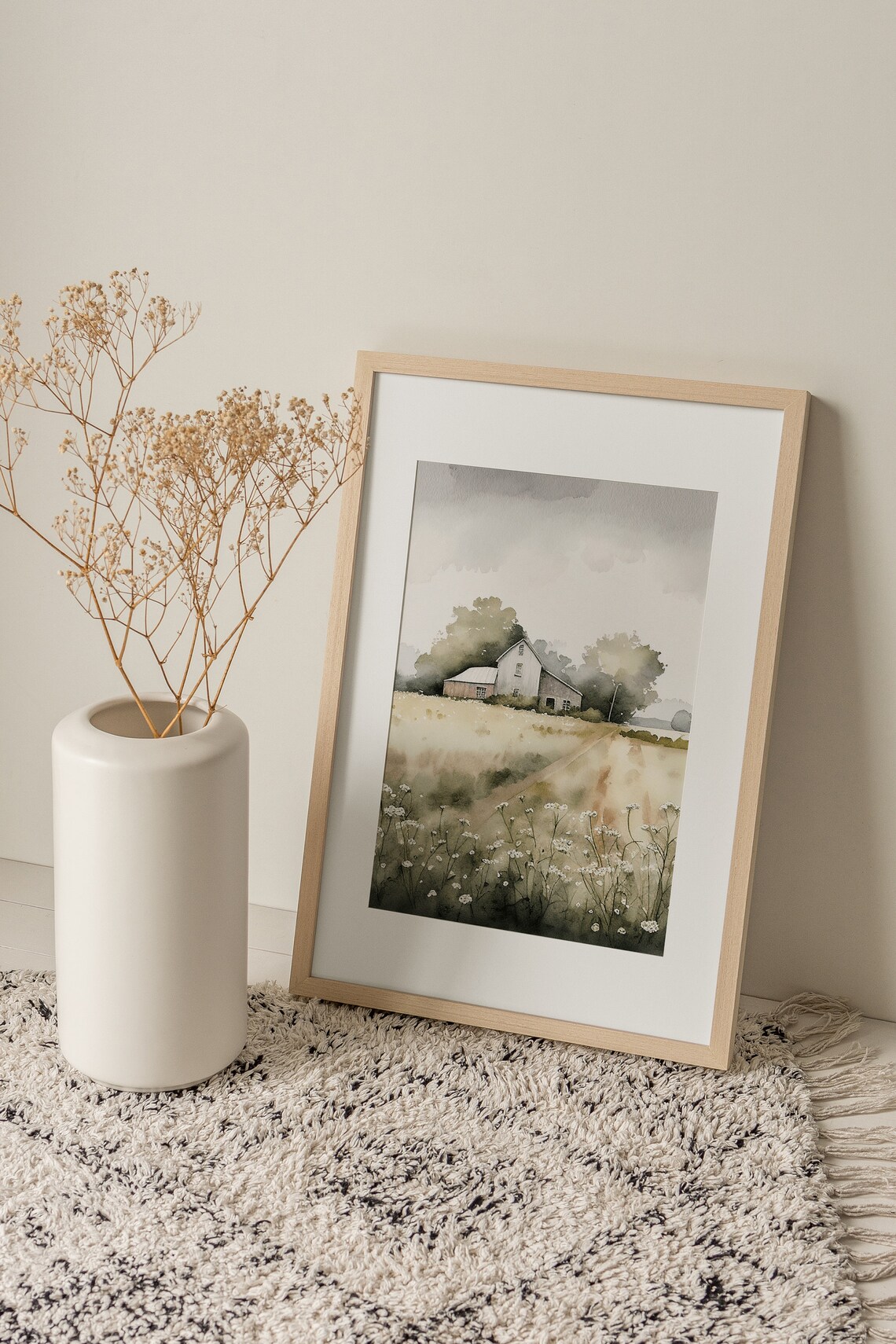 Farm Painting Wildflowers Watercolor Art Print - Image 2