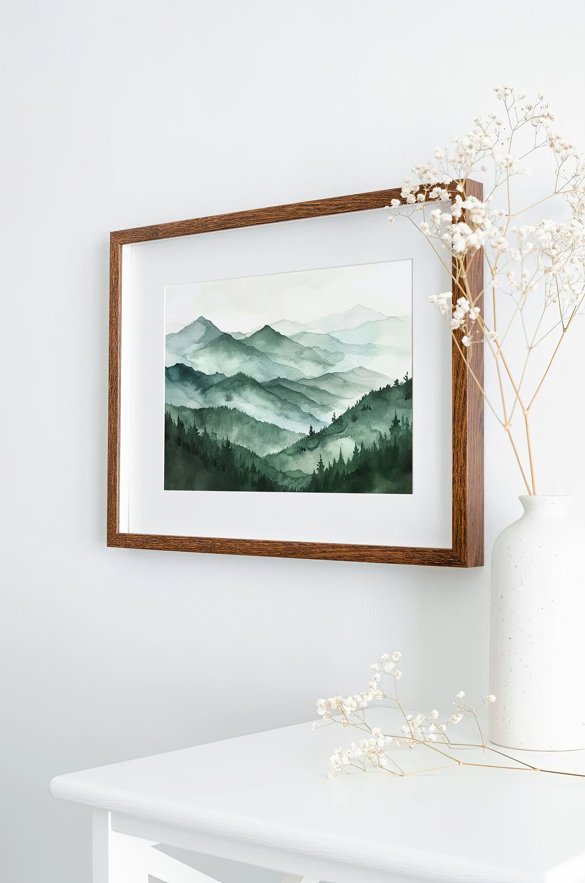Green Mountains Watercolor Art Print, Vermont Landscape - Image 2