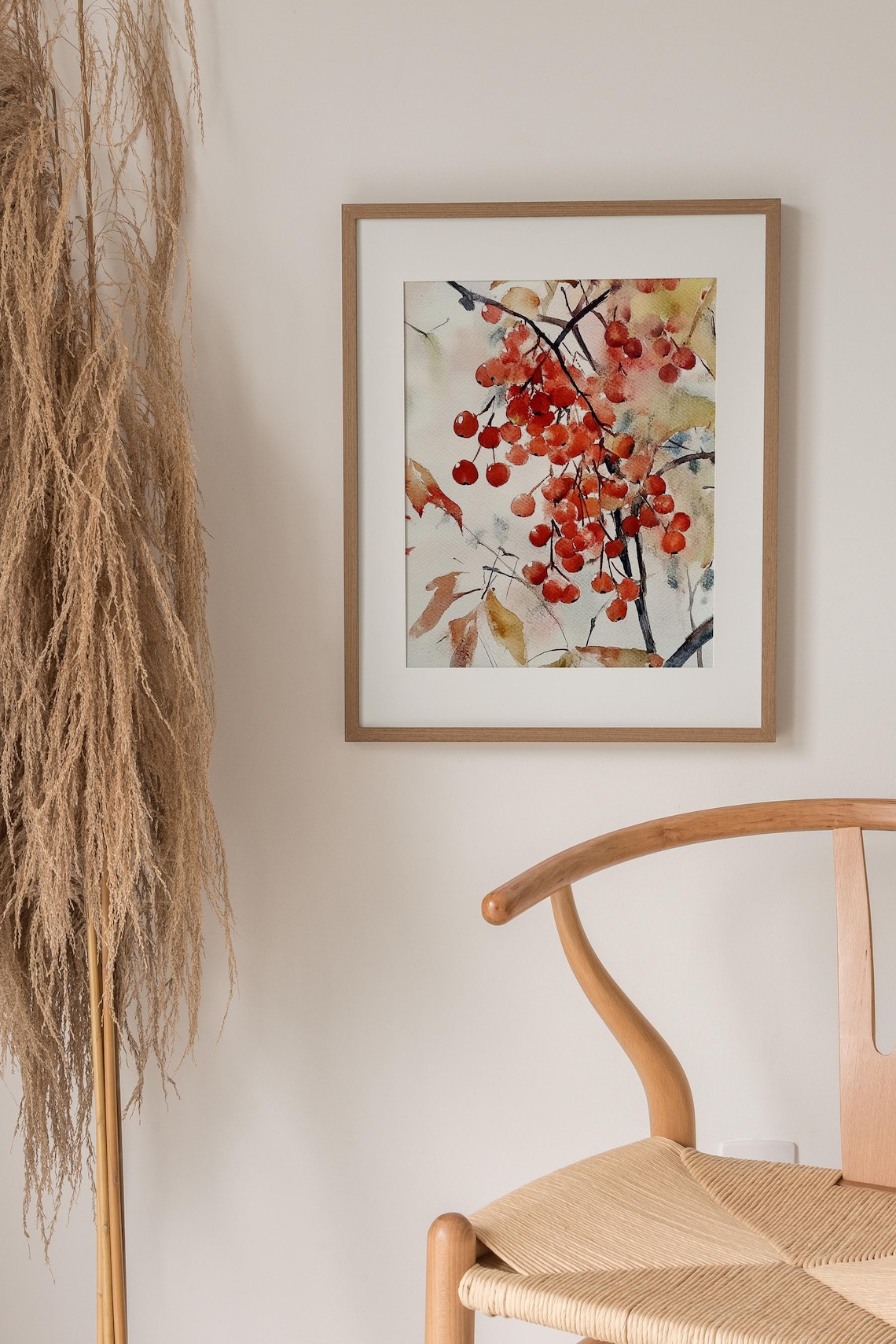 Rowan Tree Watercolor Art Print, Fall Tree Landscape - Image 2
