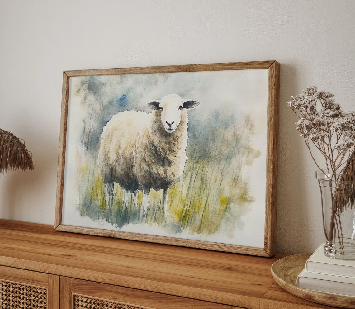Sheep Painting Irish Sheep Rustic Watercolor Art Print - Image 4