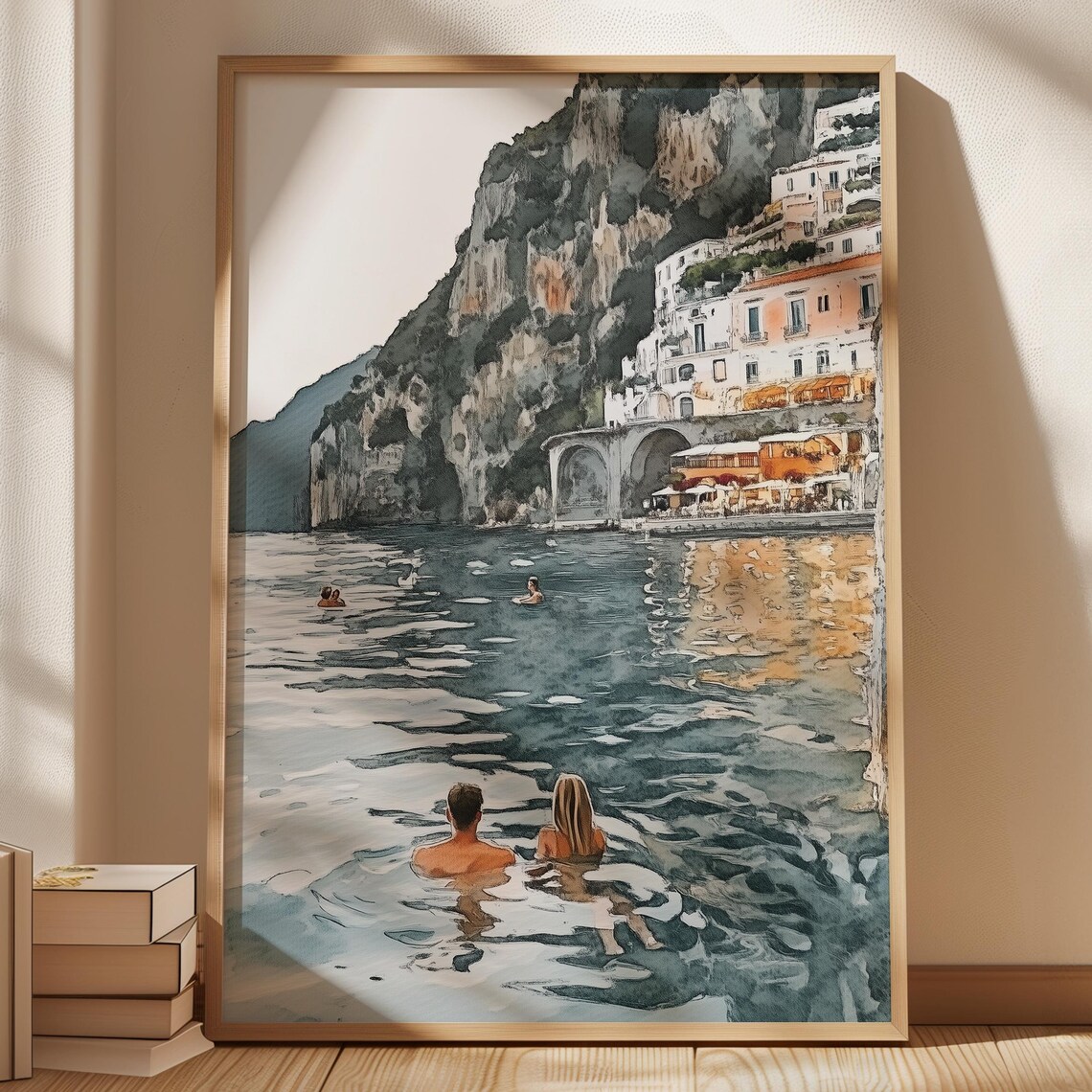 Amalfi Coast Travel Poster, Italian Coast View