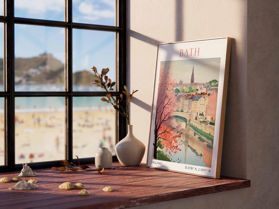 Bath River Avon Bridge Blossom Georgian England Travel Poster - Image 2