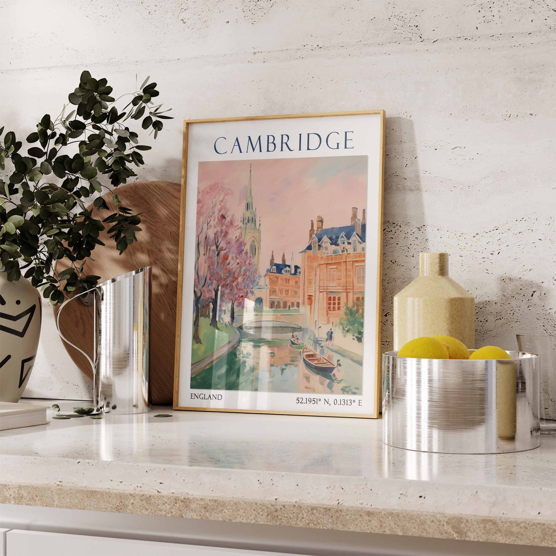 Cambridge Travel Print Cambridge Travel Poster United Kingdom Wall Art Vintage Cambridge Poster Cambridge University Art Travel Gift - Image 3