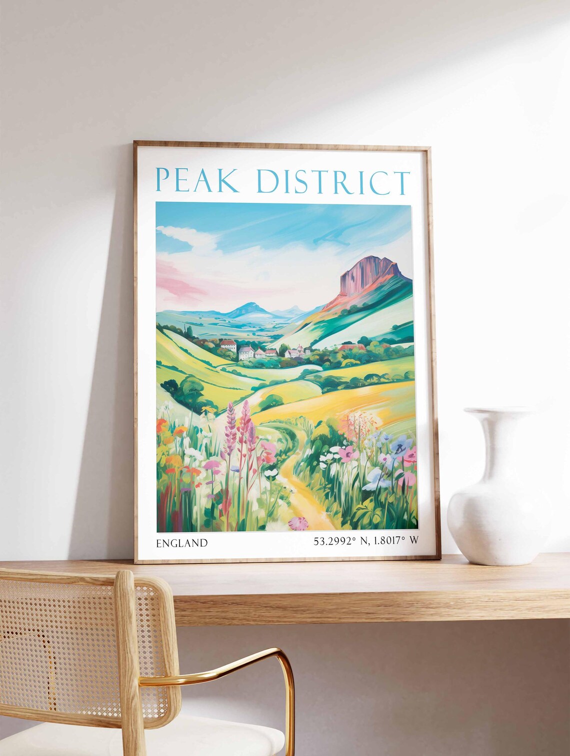 Peak District Countryside Wildflowers Watercolor Travel Poster - Image 4