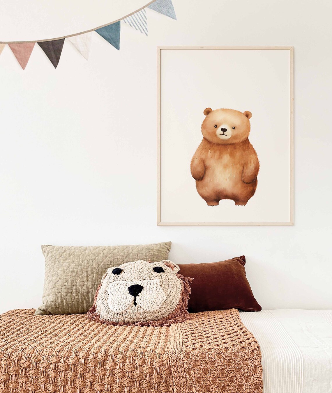 Smiling Watercolor Brown Bear Poster for a Cozy Neutral Nursery - Image 3