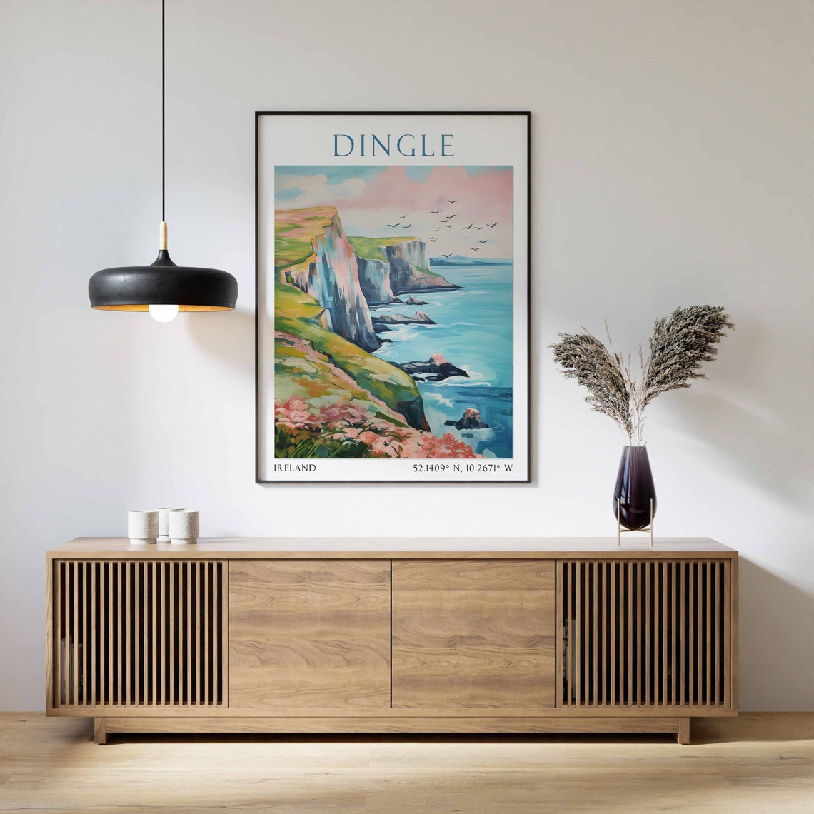 Dingle Ireland Dramatic Cliffs with Seabirds Pastel Ocean Art Poster - Image 3