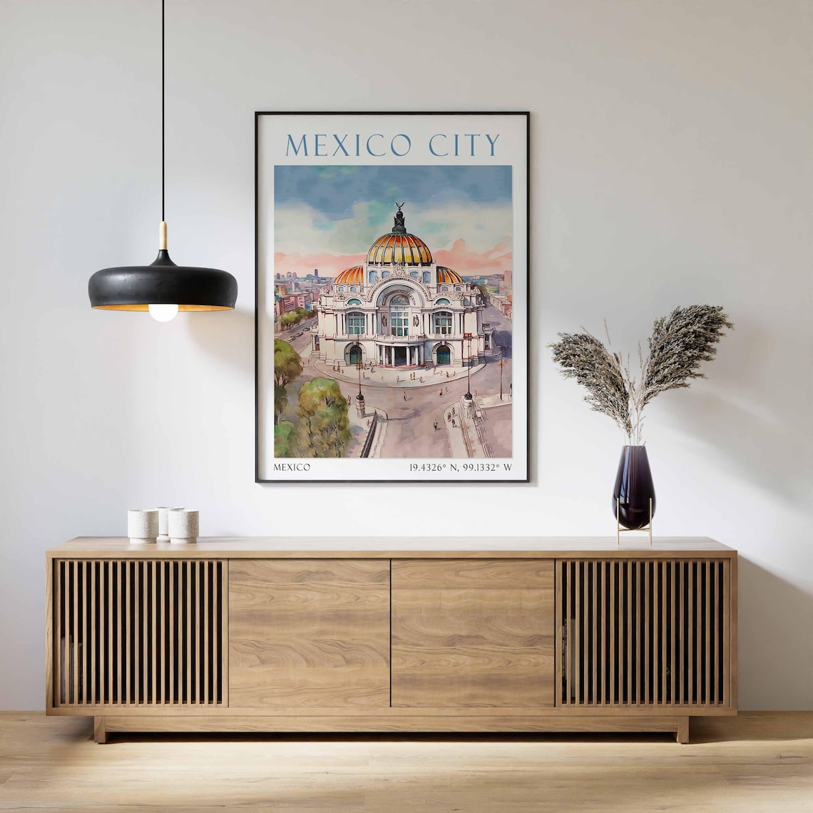 Mexico City Palacio de Bellas Artes Watercolor Travel Poster - Image 2