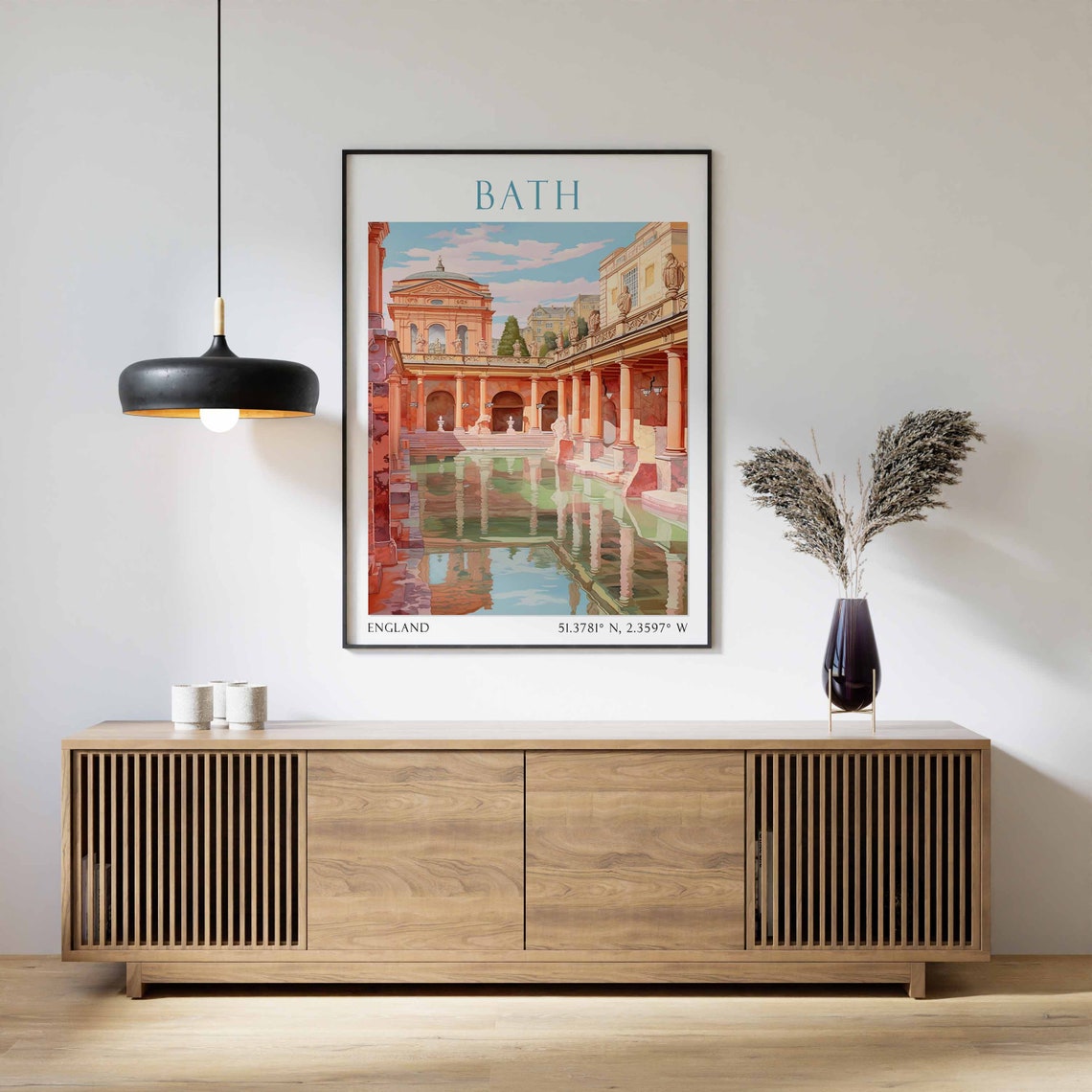 Bath England Roman Baths Courtyard with Great Bath Pool Travel Poster - Image 3