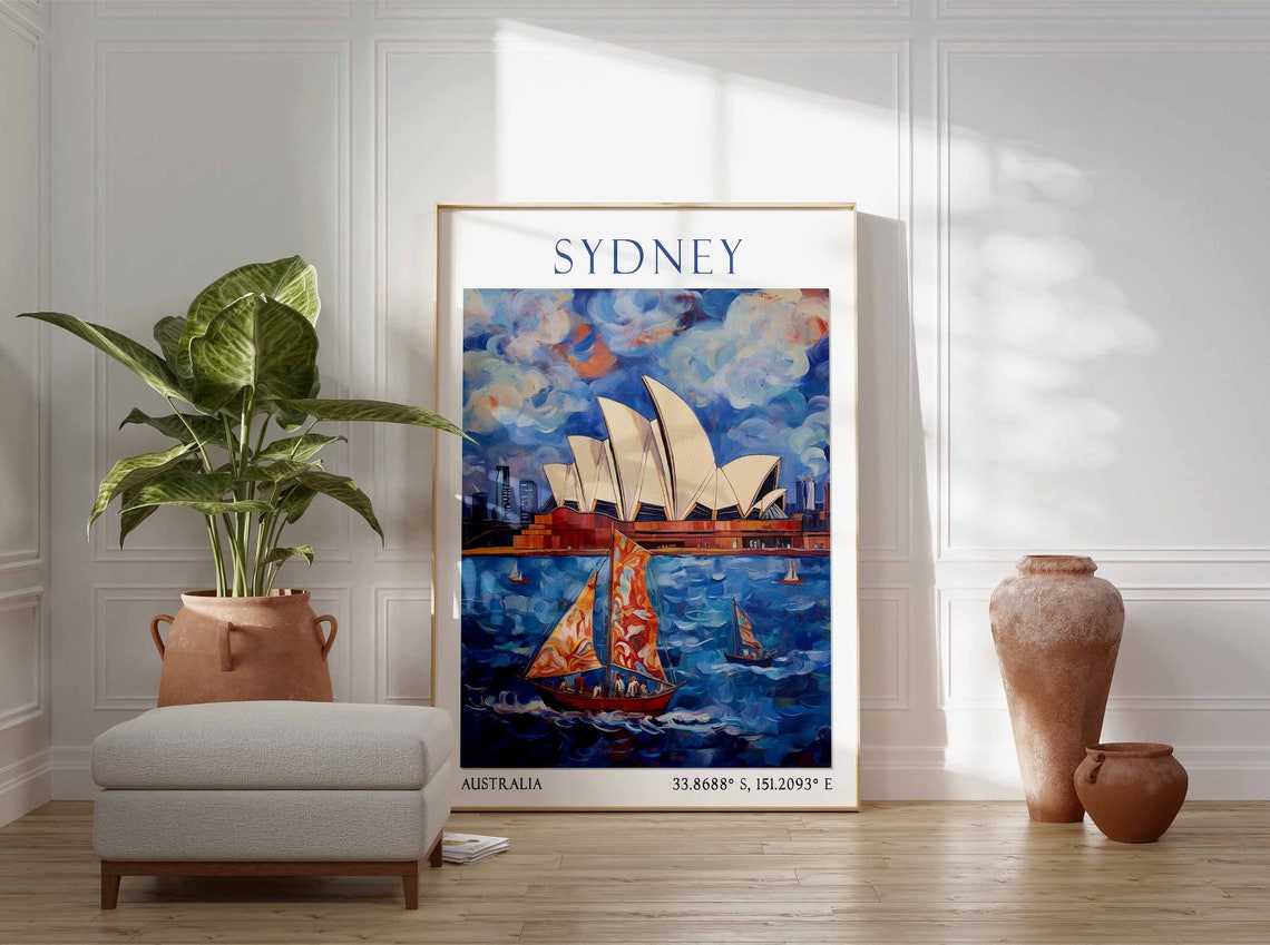 Sydney Travel Print Sydney Travel Poster Sydney Opera House Art Australia Wall Art Australian Travel Decor Sydney Travel Gift - Image 2