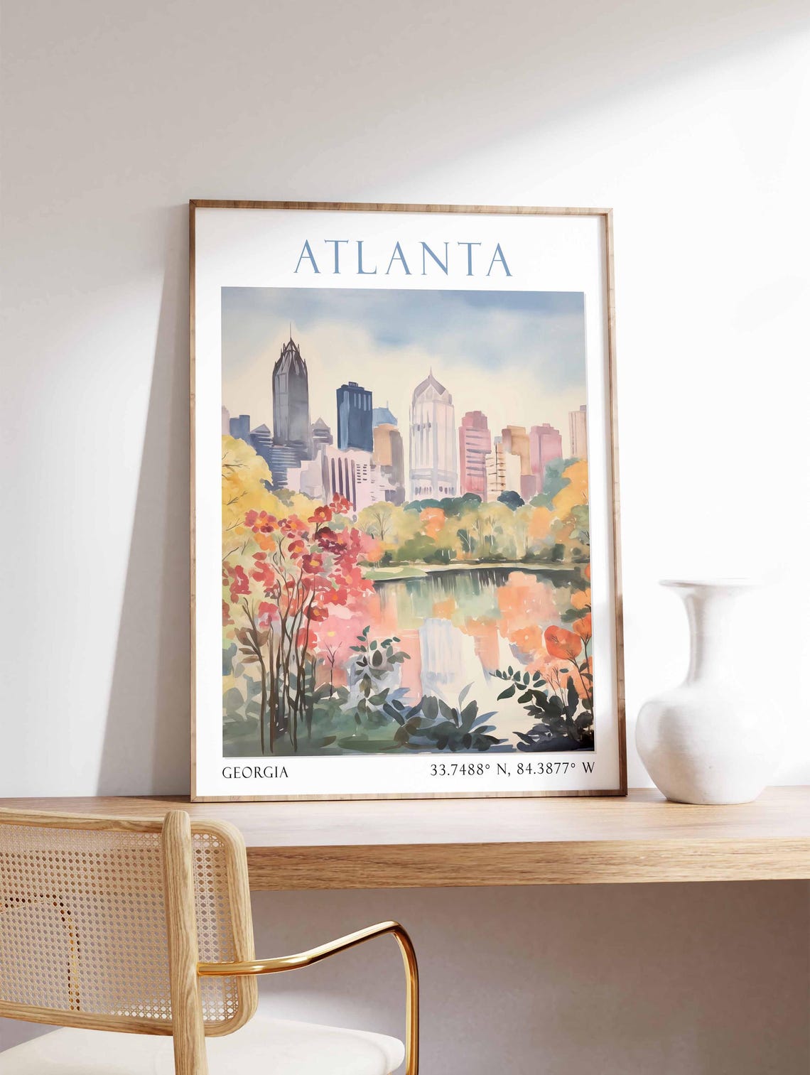 Atlanta Georgia Print Wall Art Atlanta Travel Poster Atlanta Georgia Home Decor Living Room Travel Gift