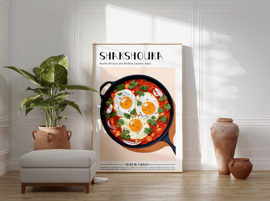 Shakshouka Eggs Tomato Skillet Tunisia North African Food Gift Poster - Image 2