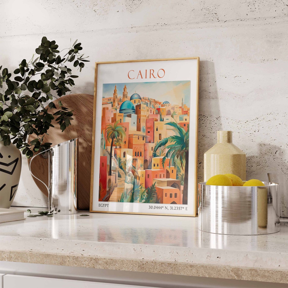 Cairo Old City Skyline with Minarets and Domes Travel Poster - Image 3