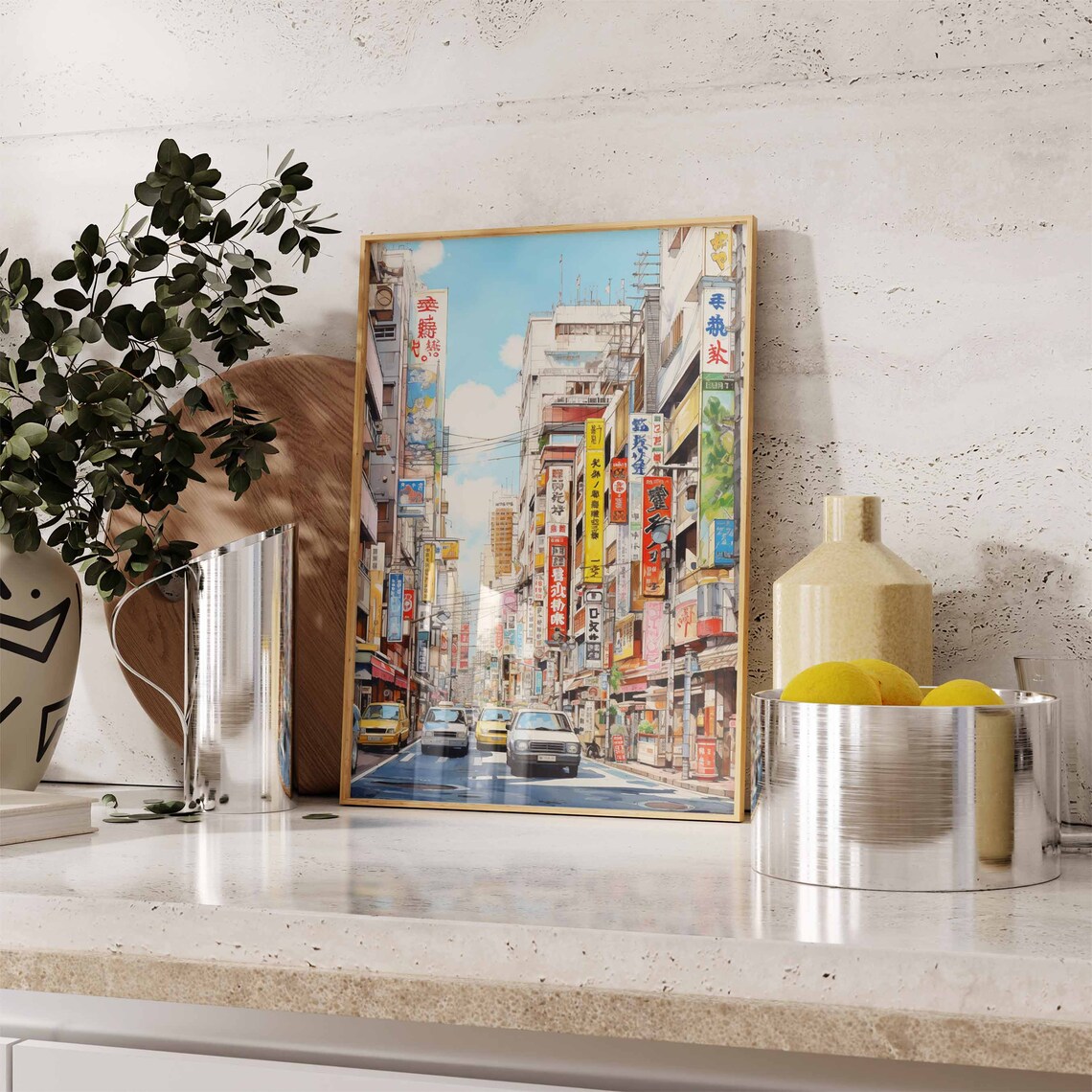 Tokyo City Street Watercolor Neon Signs Japan Travel Wall Art - Image 2