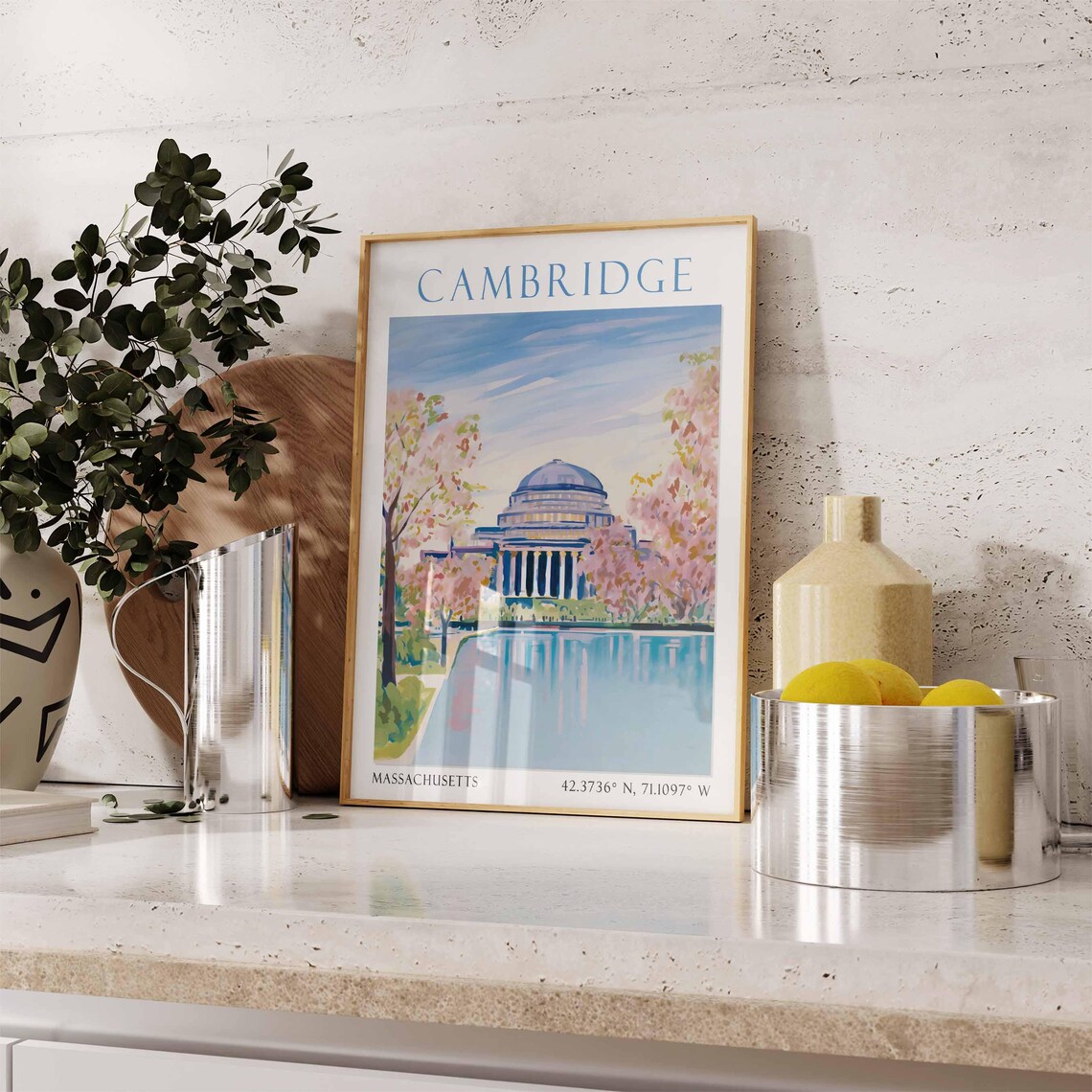 Cambridge Massachusetts Domed Hall with Reflecting Pool Poster - Image 3