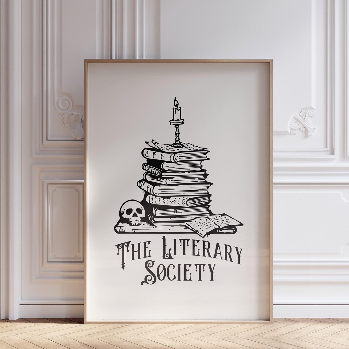 The Literary Society Gothic Books Candle and Skull Dark Academia Poster