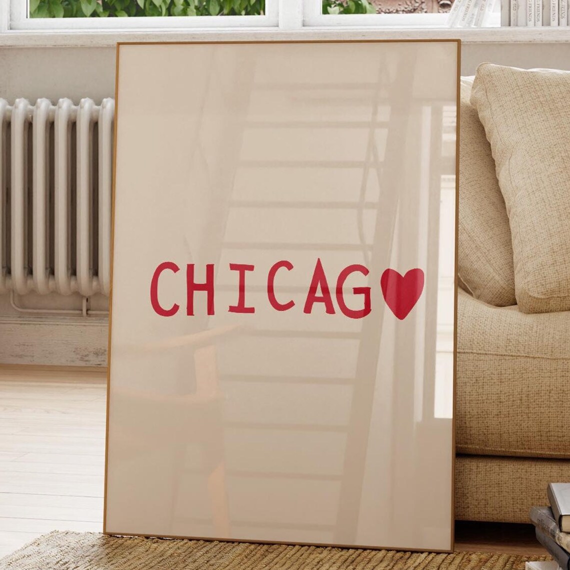 Cute Chicago Minimalist Heart Poster Art Print