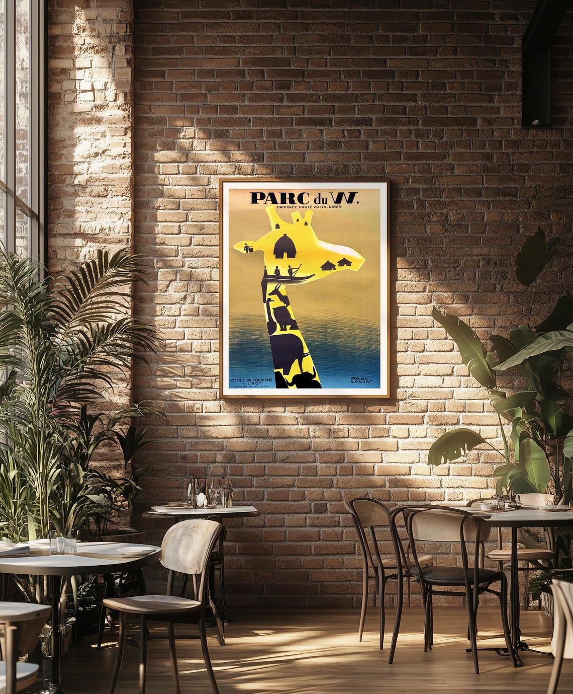 Vintage Parc du W Giraffe Silhouette Africa Wildlife Travel Poster - Image 2