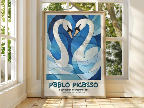 Pablo Picasso Art Exhibition Print Cubism Surrealism Poster Abstract Gallery Decor Swan