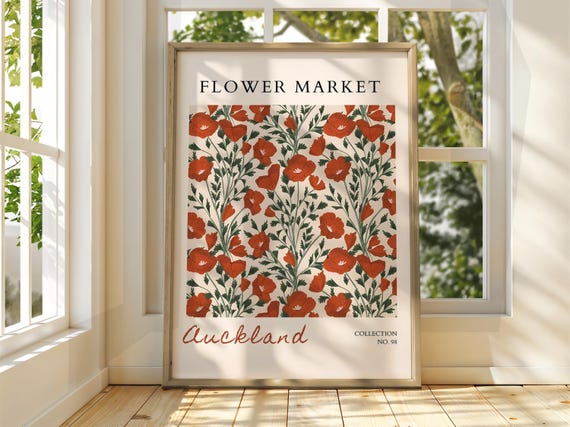 Flower Market Poster Exhibition Gallery Print Wall Art Floral Pastel Garden Flowers Auckland