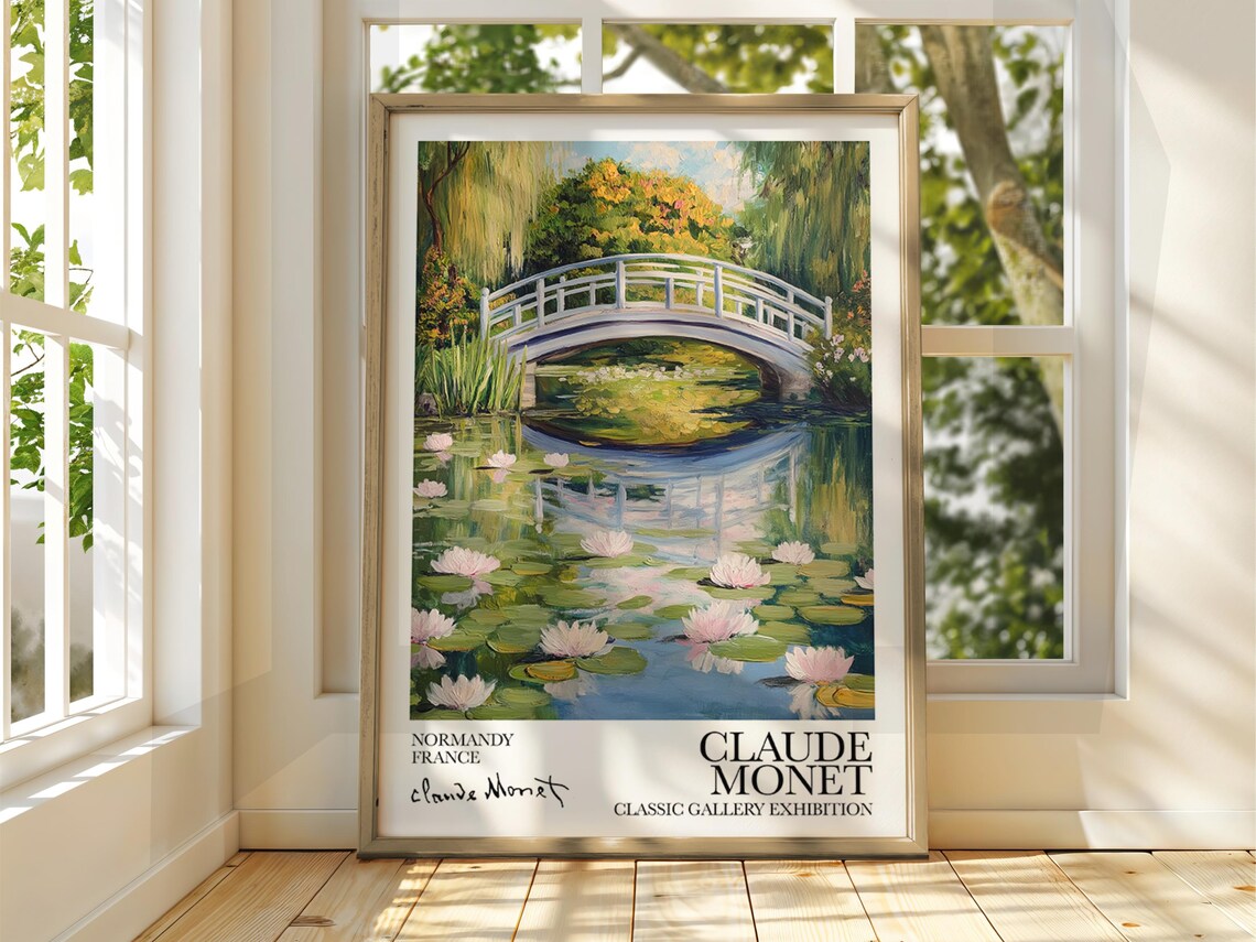 Claude Monet Water Lily Bridge Pond Classic Gallery Exhibition Poster