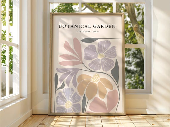Botanical Garden Poster Exhibition Gallery Print Flower Market Wall Art Floral Pastel Flowers Botanic