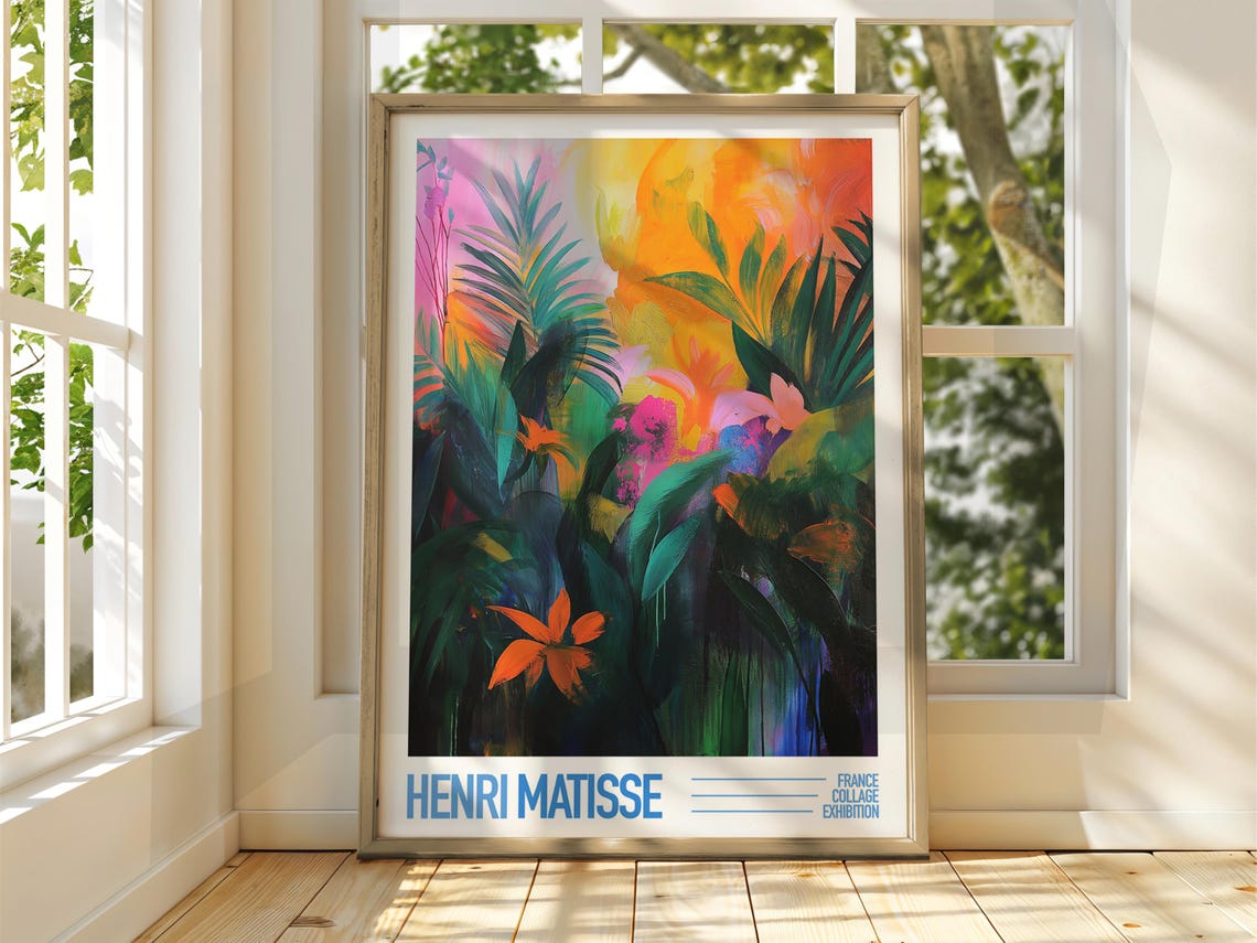 Henri Matisse Jungle Leaves Collage Exhibition Colorful Art Poster