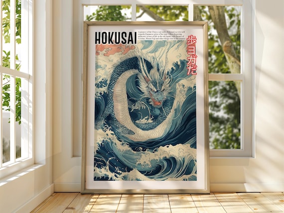 Katsushika Hokusai Dragon Ukiyo-e Japanese Great Wave Art Poster