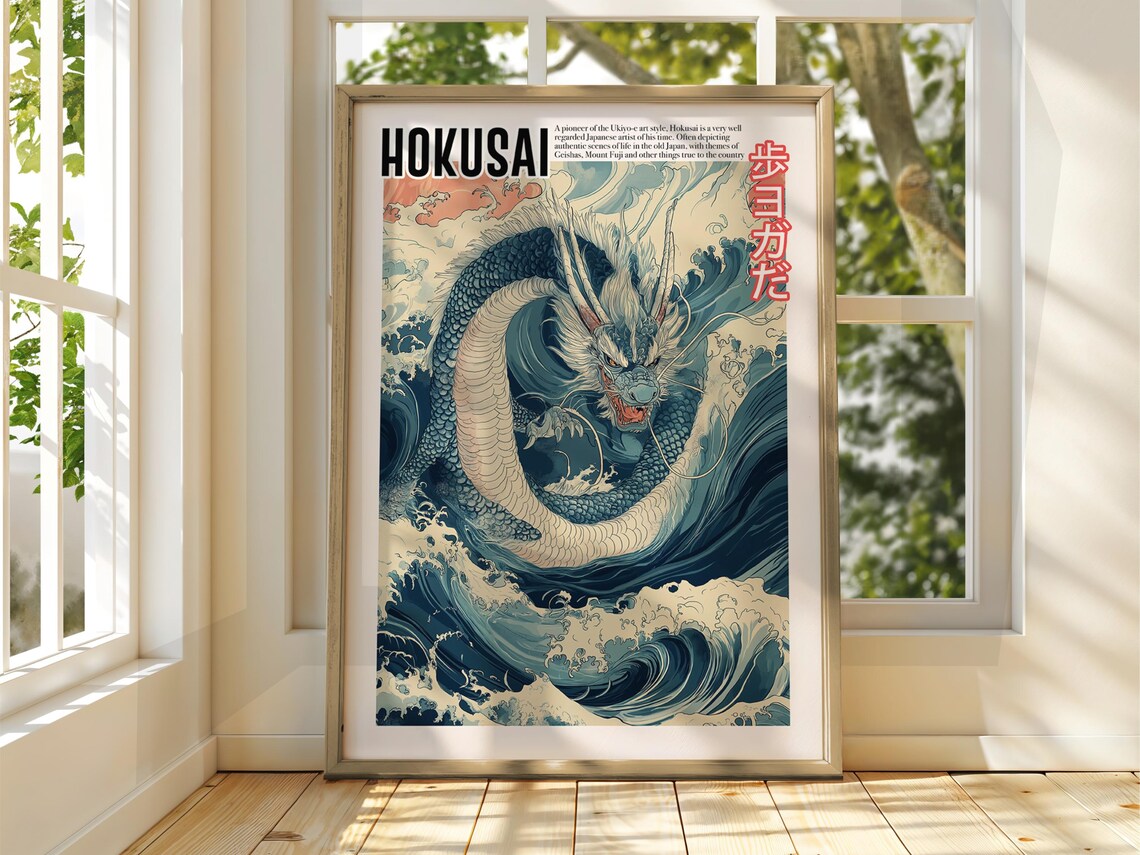 Katsushika Hokusai Dragon Ukiyo-e Japanese Great Wave Art Poster