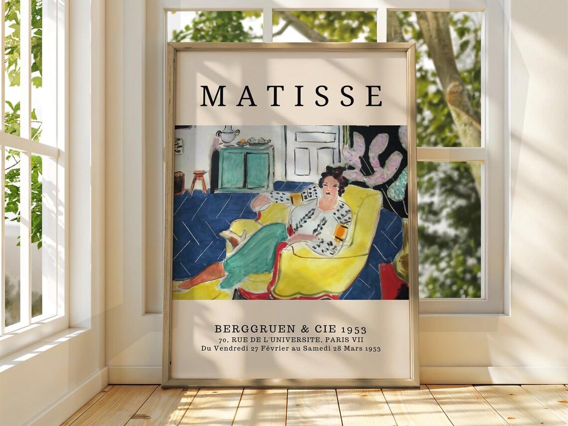 Henri Matisse Berggruen 1953 Woman Yellow Sofa Interior Exhibition Poster
