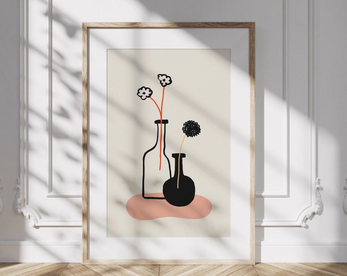 Abstract Floral Vase Modern Minimal Line Art Botanical Wall Poster - Image 3