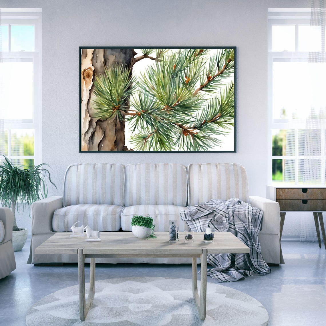 Pine Tree Watercolor Art Artwork Wall Art Print Nature Art Tree Watercolor Print - Image 4