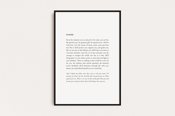 Father Letter Minimalist Typography Sentimental Keepsake Wall Art