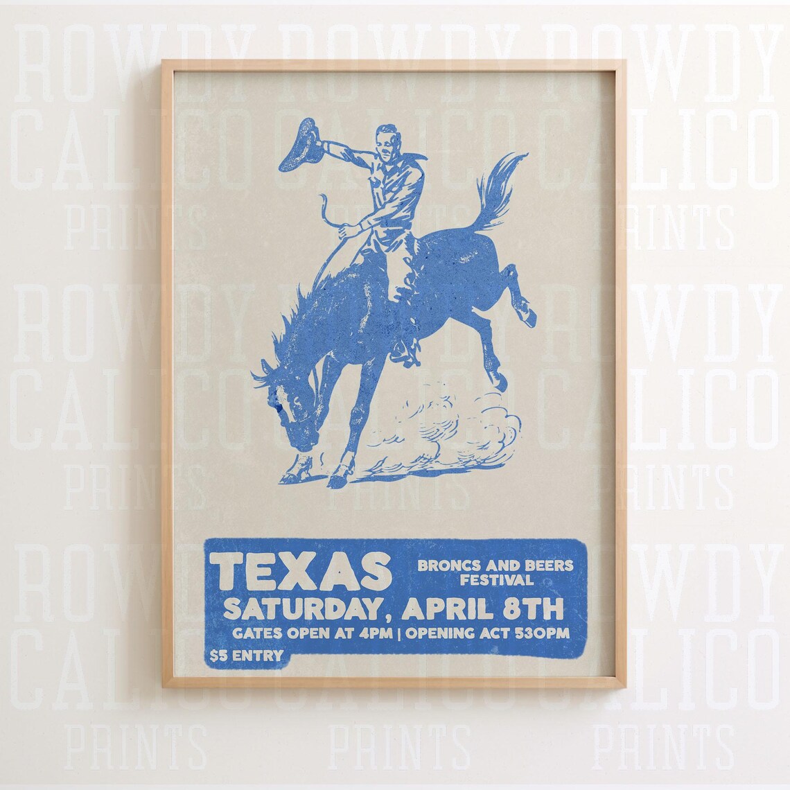 Texas Broncs And Beers Festival Blue Bronc Rider Event Poster
