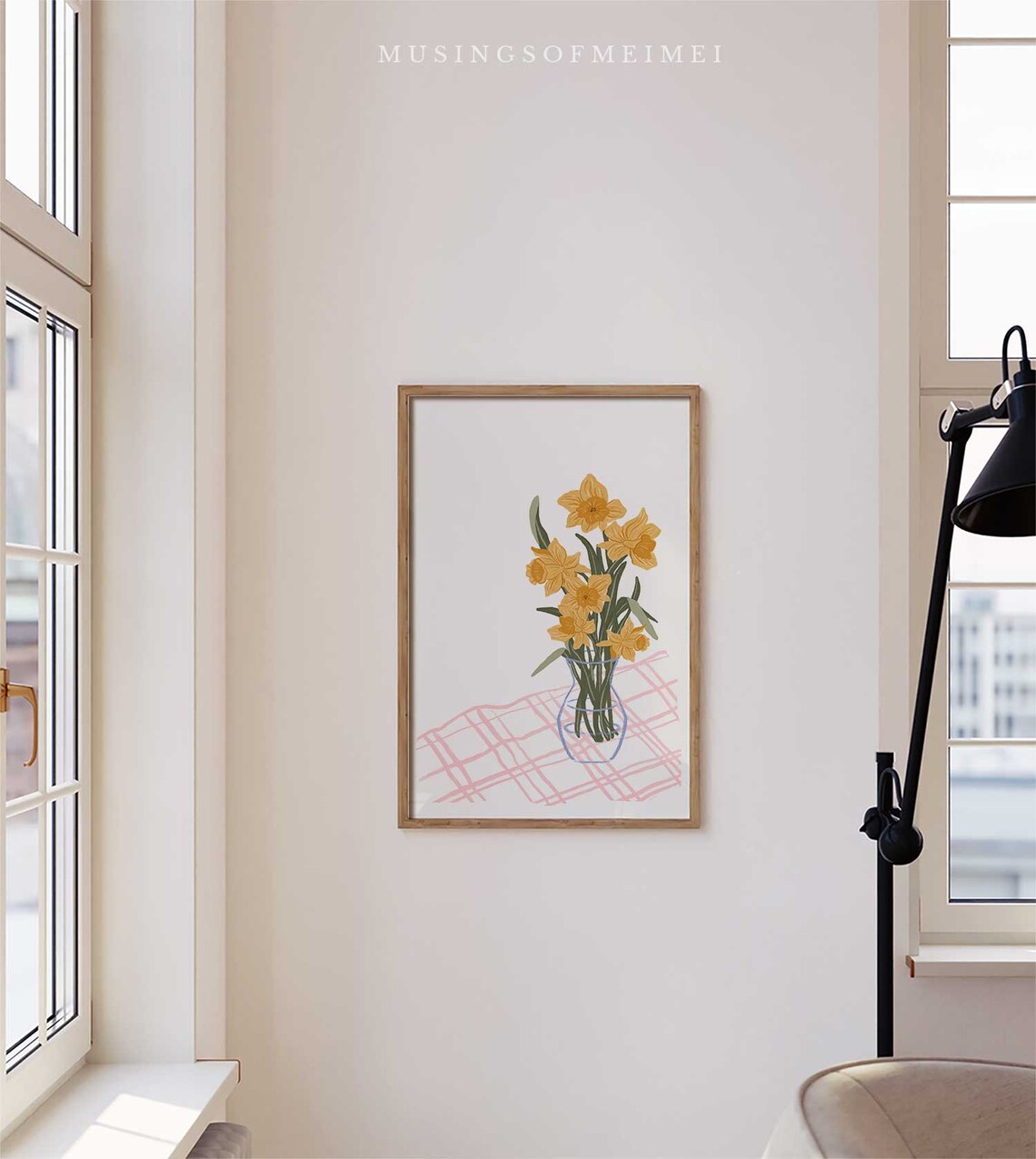 Yellow Daffodils Watercolor Print, Botanical Kitchen Decor - Image 3