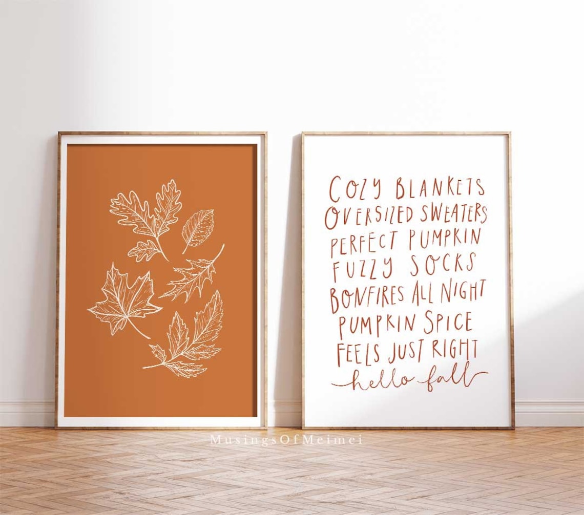 Autumn Leaves Poster Print, Minimalist Autumn Art - Image 3